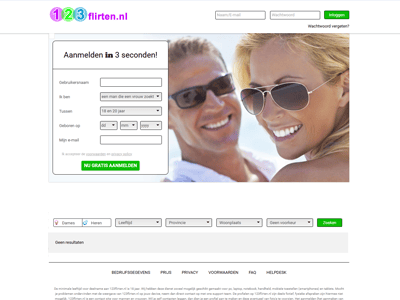 Screenshot van 123flirten.nl