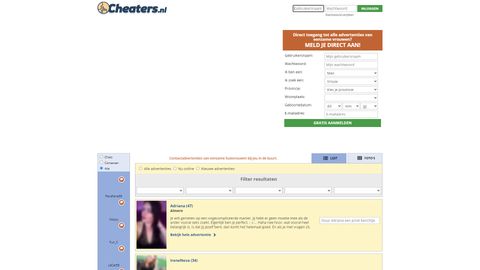 Screenshot van Cheaters.nl