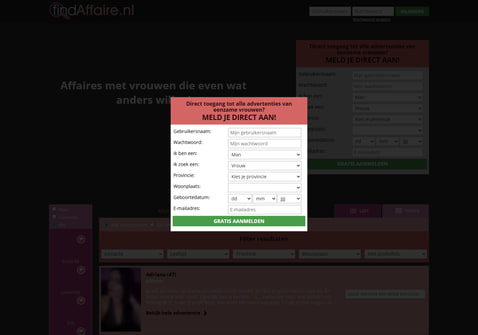 Screenshot van Findaffaire.nl