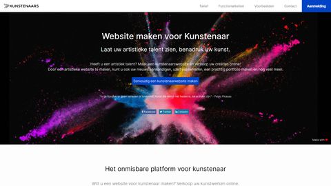 Screenshot van Kunstenaars.net