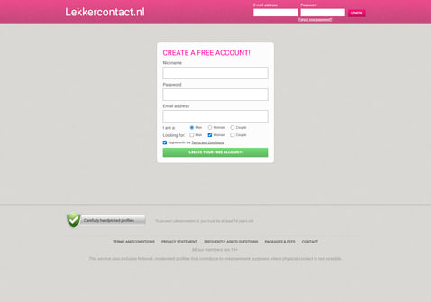 Screenshot van Lekkercontact.nl