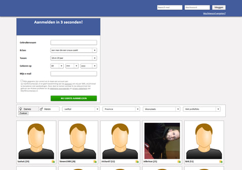 Screenshot van Mijnflirtcontactjes.nl