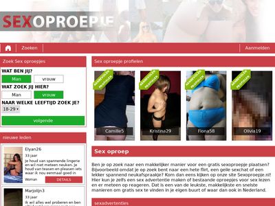 Screenshot van Sexoproepje.nl
