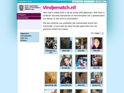 Screenshot van Vindjematch.nl