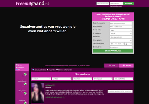 Screenshot van Vreemdgaand.nl